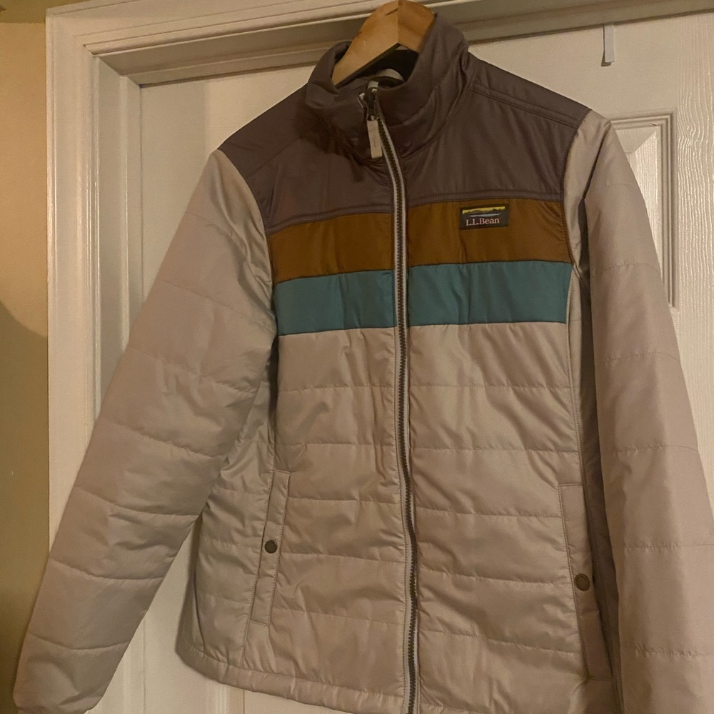 L.L. Bean Women's Cream and Brown Puffer Jacket